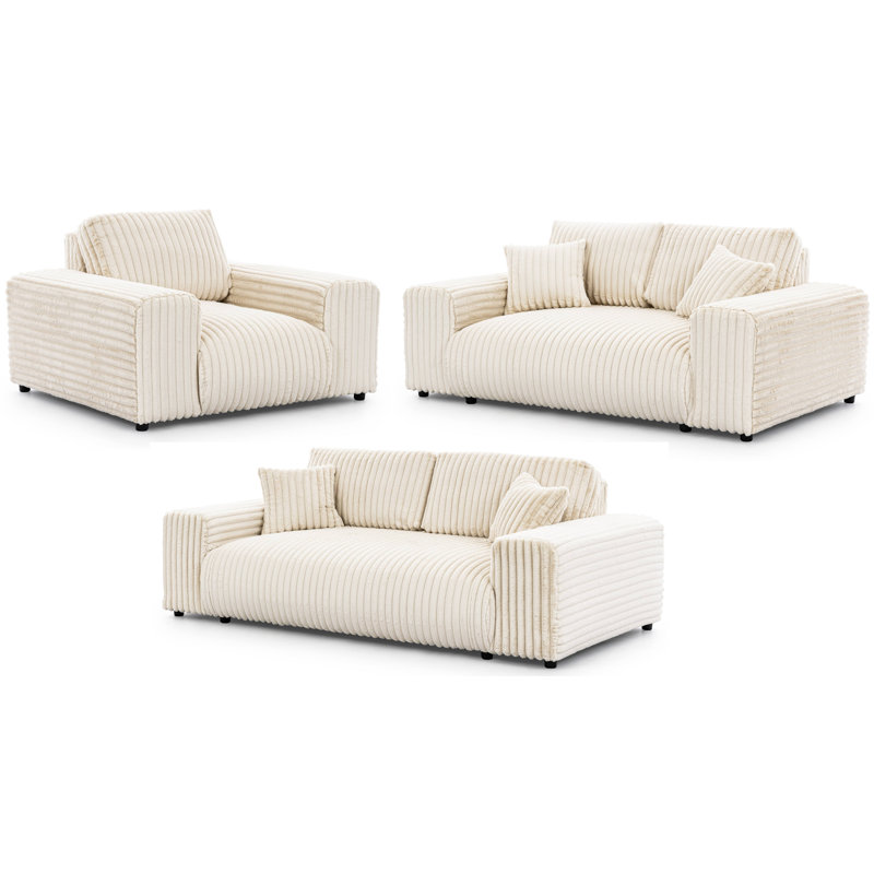 Mollis 3 - Piece Living Room Set, Beige