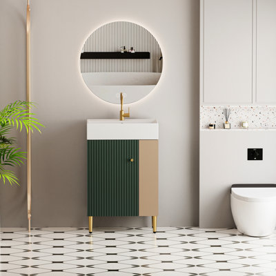 Bathroom Vanity With Ceramic Sink And Quality Craft - 21.6" 24Vb06-21Lvr Materials