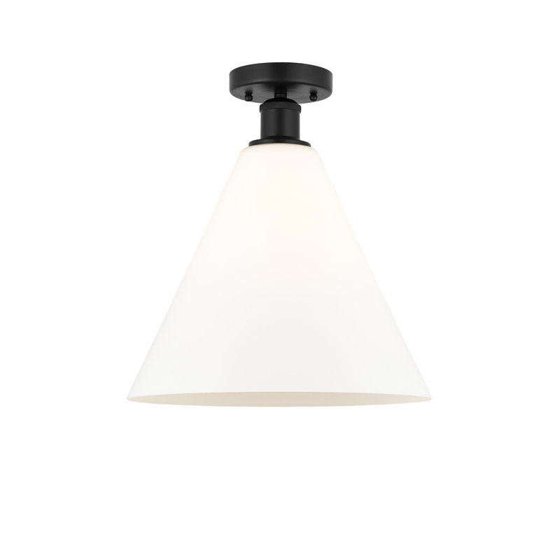 Plafonnier semi-encastré 1 lumière Yohannes, Noir mat, Blanc mat, H 13,13 po x l 12 po x P 12 po