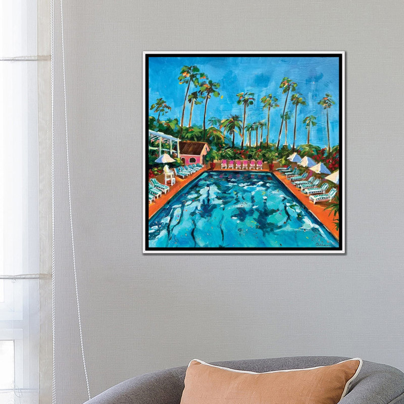 By The Pool California Scenery by Victoria Sukhasyan - Gallery-Wrapped Canvas Giclée on Canvas, White