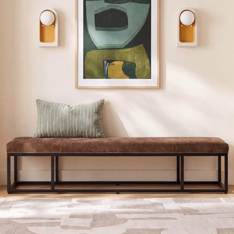 Danner Polyester Blend Upholstered Bench, Amici Tobacco