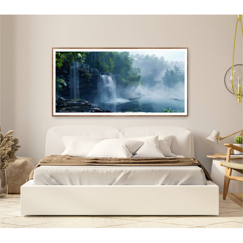 Affiche de la Caroline du Nord, parc national, chute d'eau, décor de ferme, décor de chalet, affiche de forêt