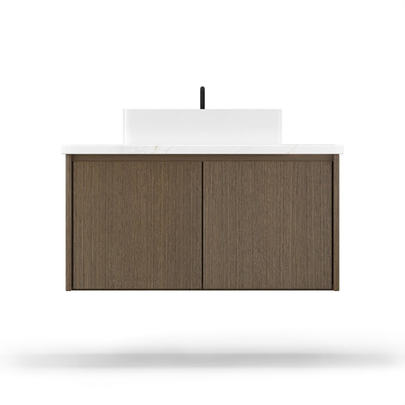 Gilded Single Bath Floating Vanity, Smoked Modern, 24"