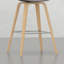 Tabourets de bar 2 - Revêtement, placage de bois, look frais de 2 dossiers tissés, pieds en placage