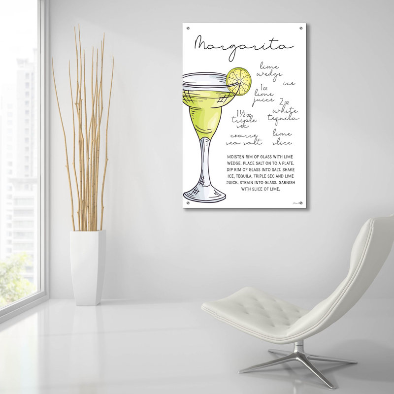  «Margarita Recipe» par Susan Ball, art mural en verre acrylique, 24 po x 36 po, H 36 po x l 24 po