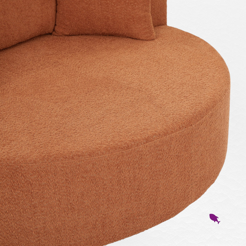 Oversized Swivel Accent Chair, Red, 26.9"H x 55.1"W x 55.1"D