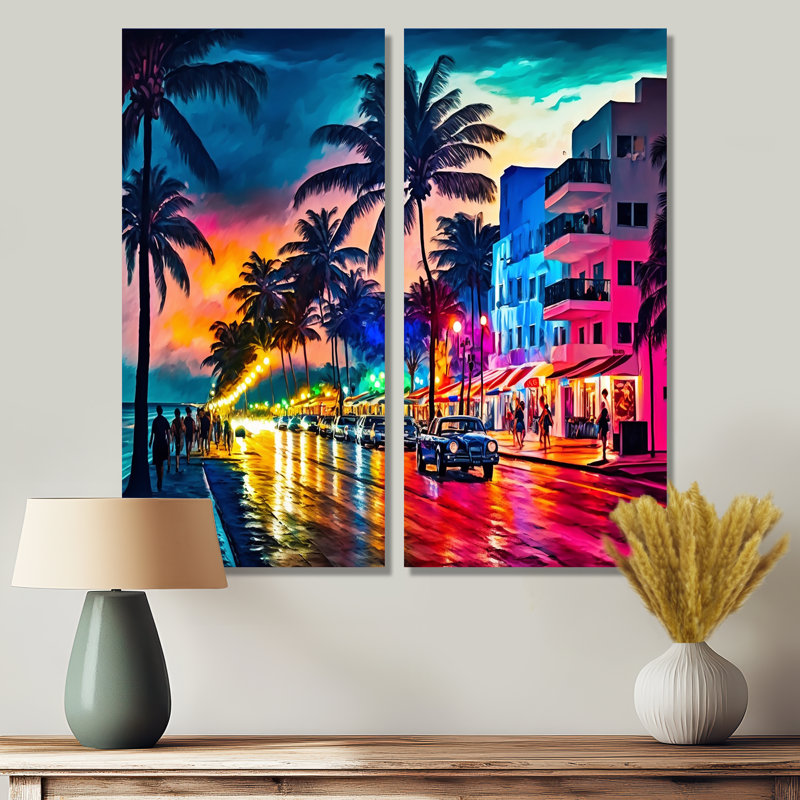 Miami Beach Holidays 3 - Décoration murale traditionnelle, H 20 po x l 24 po, Toile tendue, Ne s’applique pas