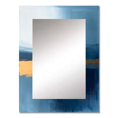 Blue Ethereal Dream Abstract Mountains II - Landscapes Wall Mirror, Modern Decorative Mirror, Printed Metal Art