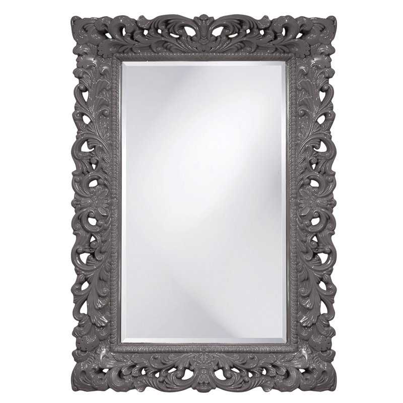 Luise Ornate Beveled Framed Accent Mirror, Charcoal Gray