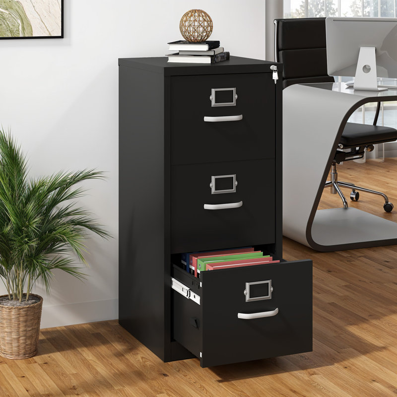 Melchora 45.8cm Wide 3 -Drawer File Cabinet, Black
