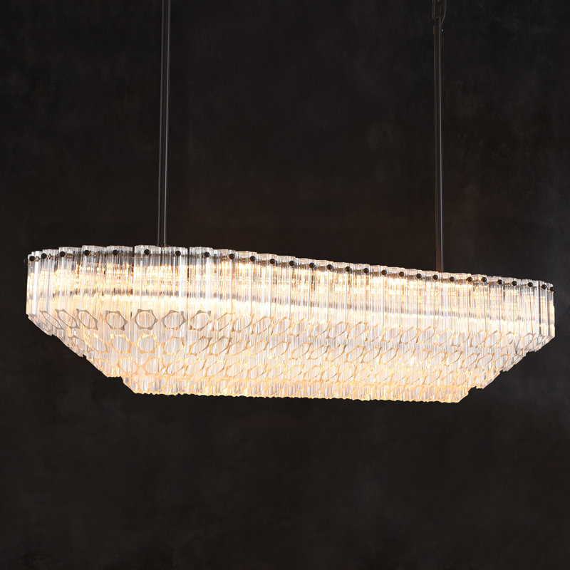 43" Dimmable Glass Tube Large Chandelier, Matte Black