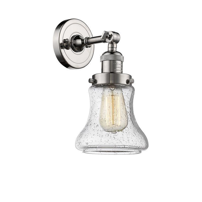 Edda Dimmable Bath Sconce, 6 Watt Vinage LED Bulb, Seedy, Polished Nickel