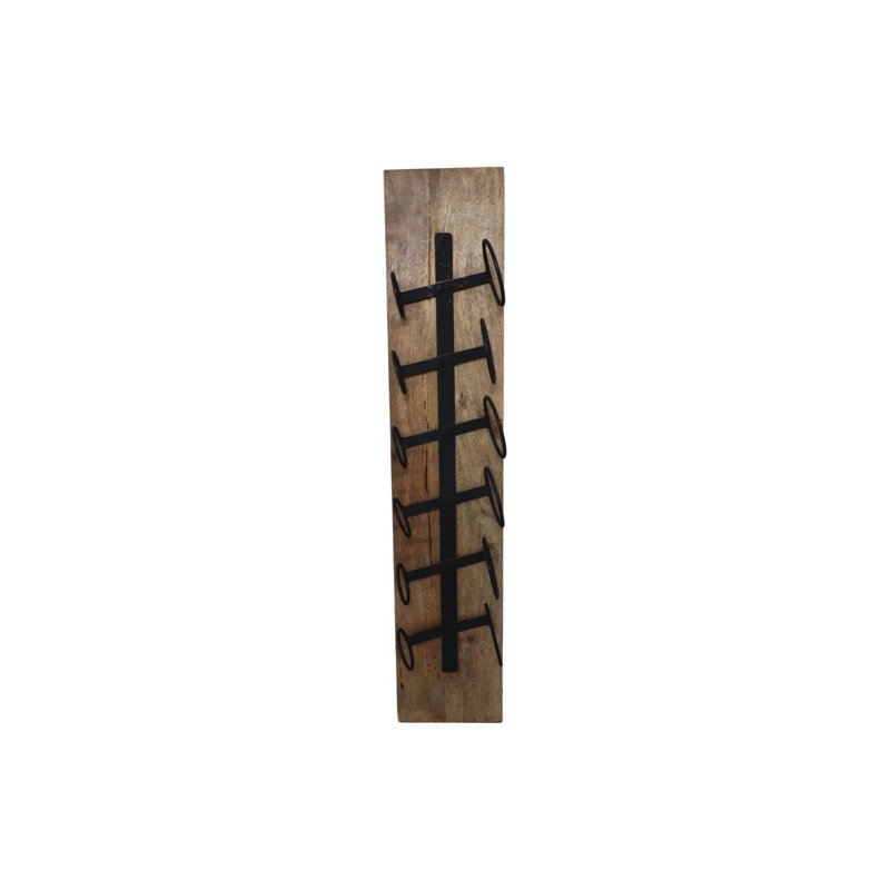 Aliceson 6 Bottle Standard Wine Bottle Rack, Black/Natural Wood