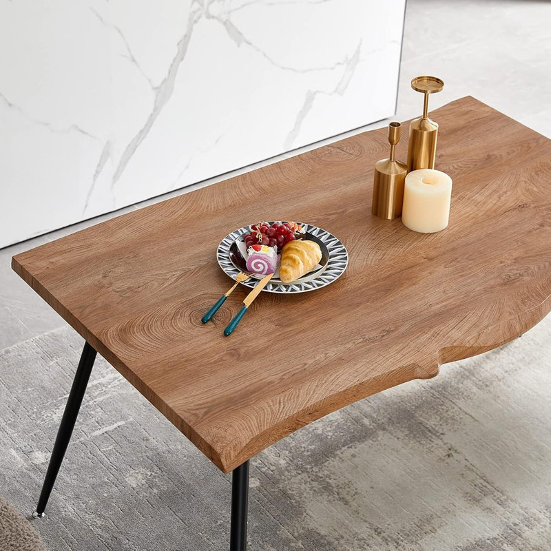 5-Piece Dining Table Set, Modern Irregular Recta...