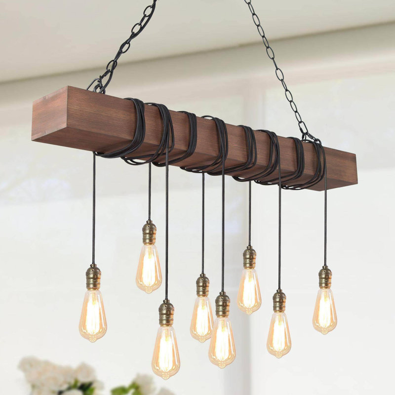 Smither 8 - Light Kitchen Island Rectangle Pendant with Rope Accents