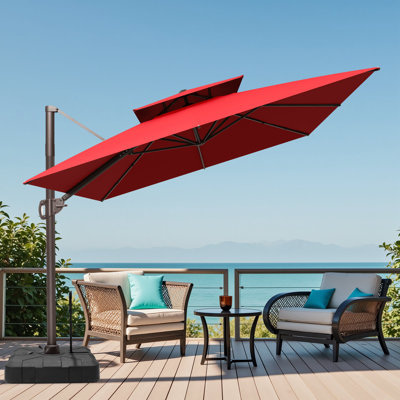 145'' X 104' Cantilever Patio Umbrella with Easy-Move Base | One-Person Mobility