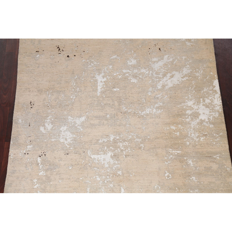 Tapis en soie / laine à motif végétal abstrait 5 x 8