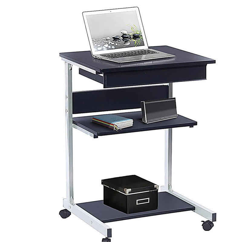 Graphite gray rolling laptop tray with storage