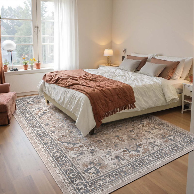 Oriental Rug, Rectangle 4' x 6', Beige/Gray