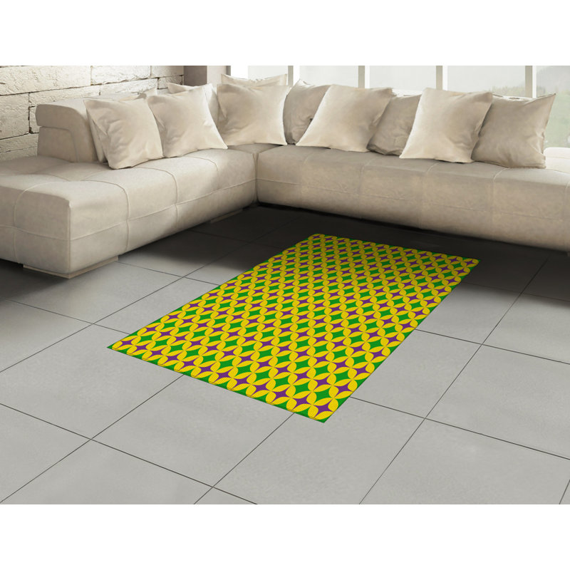 Tapis décoratif en fibres de polyester à haute densité Mardi Gras, Rectangle— 4 pi x 5 pi 8 po