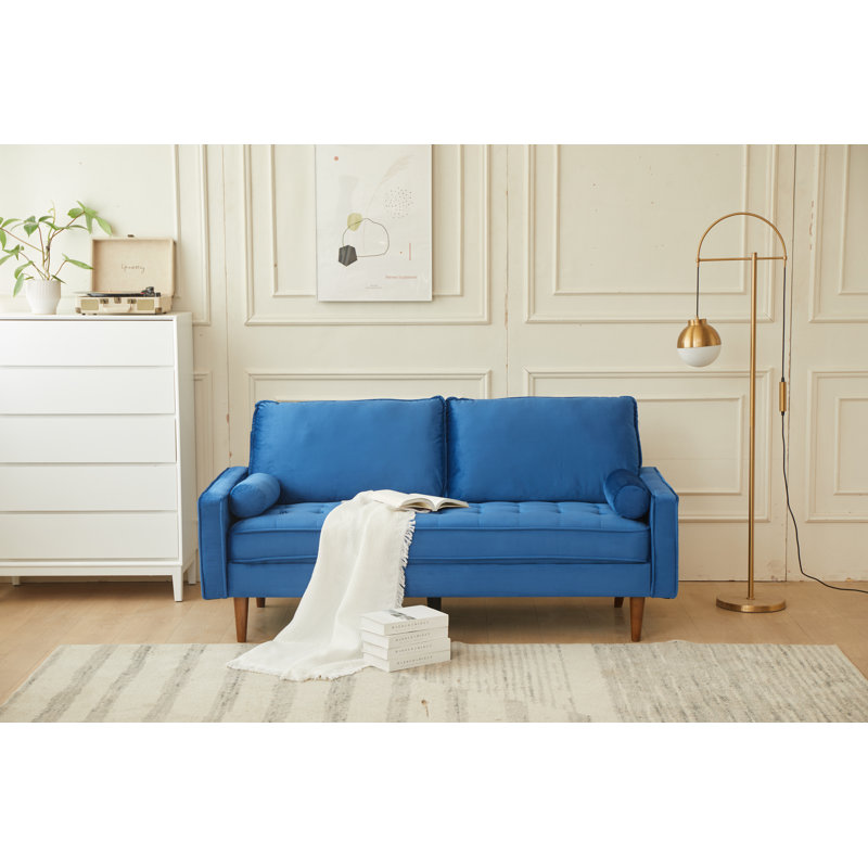 Causeuse rembourrée Mearline, Velours bleu