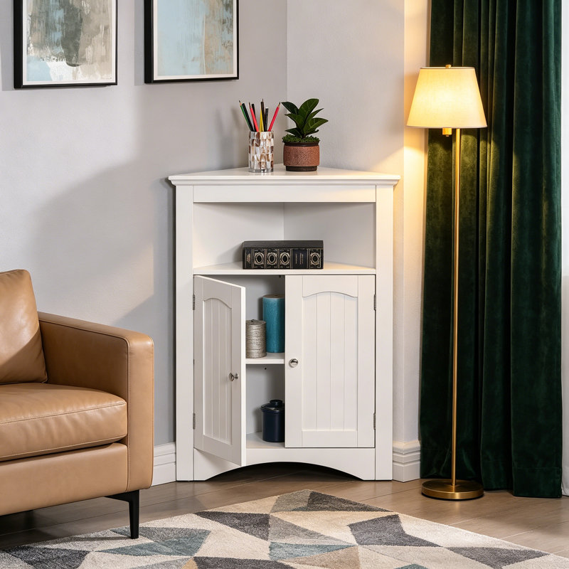 Dencie sideboard cabinet,corner cabinet,Bathroom Floor Corner Cabinet with Doors and Shelves