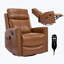 Fauteuil inclinable manuel massant et chauffant en cuir véritable jaune foncé avec bascule et pivot pour salon-429520163