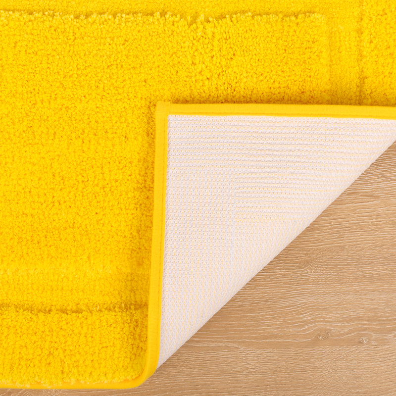 4 Piece Soft Absorbent Microfiber Bath Rug Set with Non-Slip Backing, Yellow