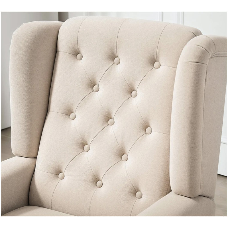 Chaise longue capitonnée à boutons, beige
