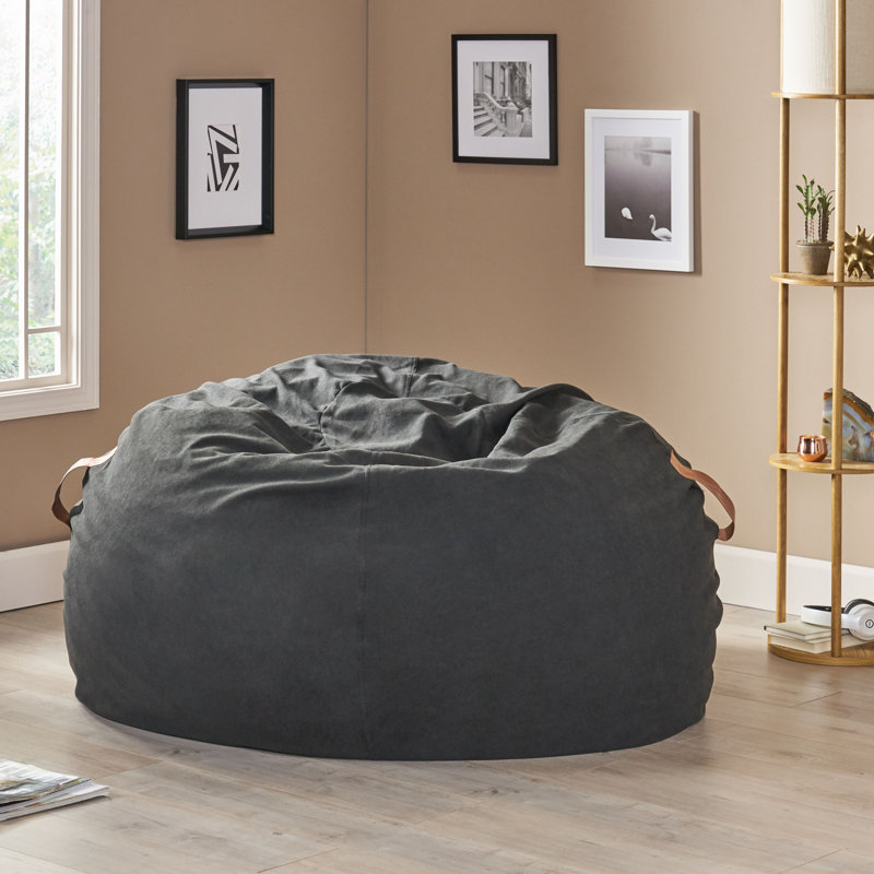 Grand fauteuil poire classique, 100 % polyester noir, H 42 po x l 54 po x P 54 po