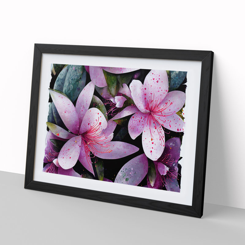 Rhododendron Flower Splash - Single Picture Frame Print, Black Framed, 46cm H x 64cm W x 2cm D