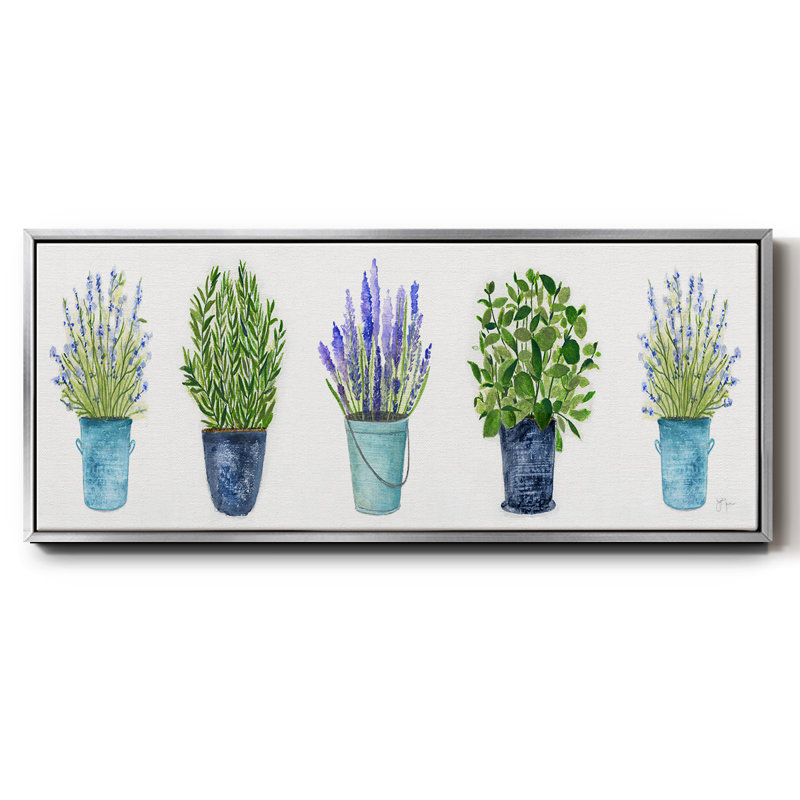Herbes dans une rangée - toile encadrée, H 20 po x l 50 po