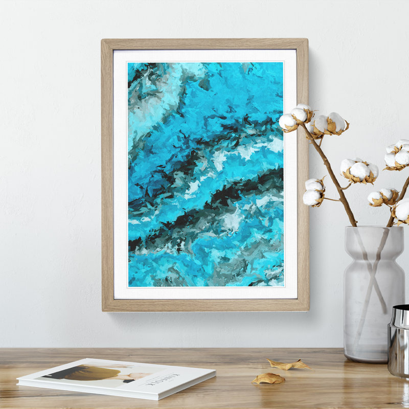 Modern Picture - Wall Art, 48cm H x 36cm W, Oak Picture Frame, White