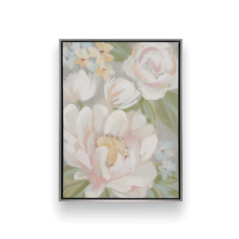 «Meadow Fresh Blooms II» par Cat Thurman Designs, reproduction d'art, L 30 x H 40, Argent, Toile avec cadre
