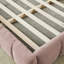 Structure de lit rose très grand avec revêtement en chenille épais et tête de lit - Design moderne sans sommier 88,5 po * 85,5 po * 24 po