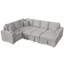 Canapé-lit d'angle surdimensionné de 121 pouces avec lit gigogne et méridienne de rangement, canapé en forme de U à 5 places en tissu velours côtelé moelleux avec 3 coussins et table rabattable pour salon (gris)