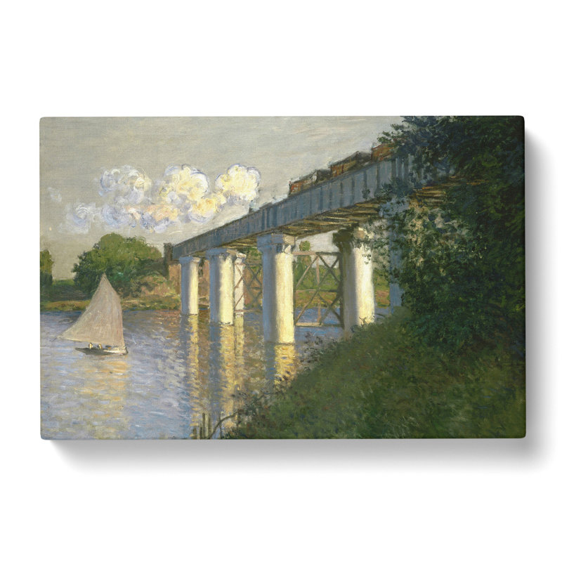 Railroad Bridge Argenteuil by Claude Monet - Wrapped Canvas Painting, 35cm H x 50cm W x 3cm D