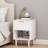 Modern White Nightstand with Gold Accent Handle – 22.83" Bedside Table with One Drawer & Open Shelf, Compact End Table for Bedroom, Small Space Friendly