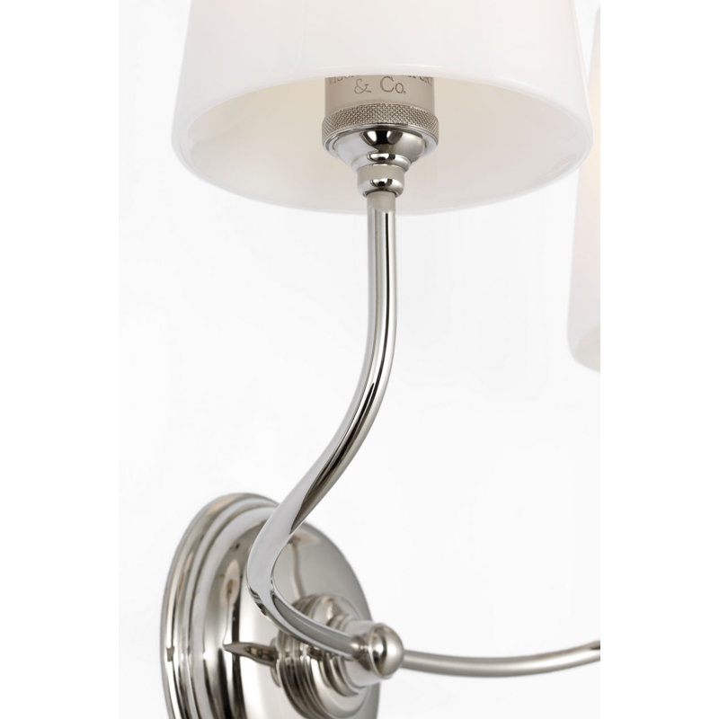 Vendome Double Sconce with White Glass, Polished Nickel