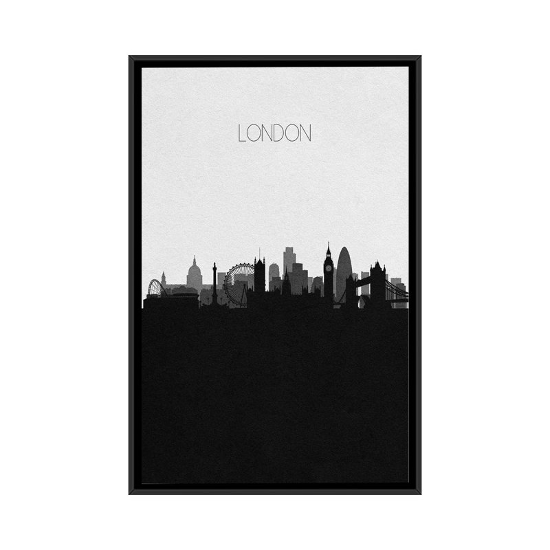 London, Uk City Skyline by Ayse Deniz Akerman - Print on Canvas, 152.5 cm H x 101.5 cm W, Black Floater Frame
