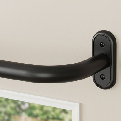Tringle à rideau occultante longue et réglable noire de 1 po pour fenêtres de 36 à 120 po, traitement obscurcissant pour chambre à coucher, salon, porte coulissante