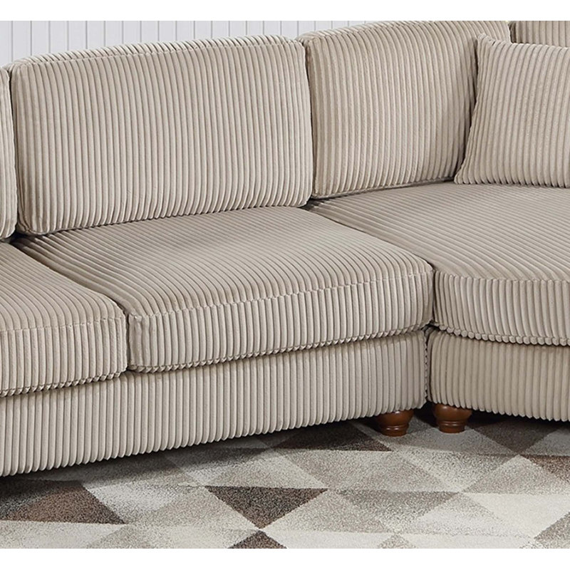 Ensemble modulaire 2 pièces avec coussins, Velours côtelé chameau