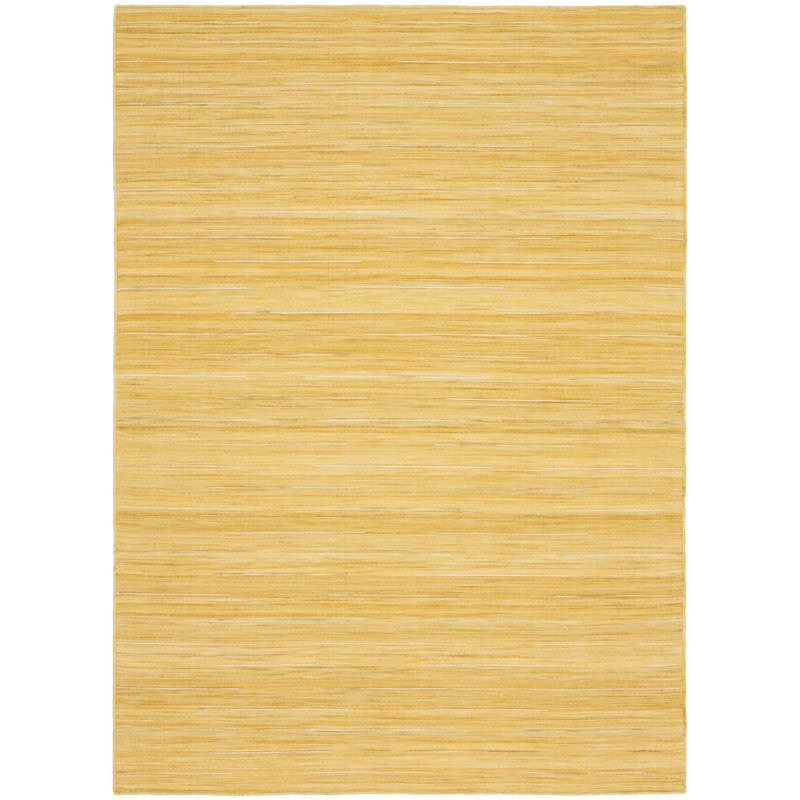 Anerinda Solid Hand Loomed Wool/Cotton Area Rug in Yellow, Rectangle 6' x 9'