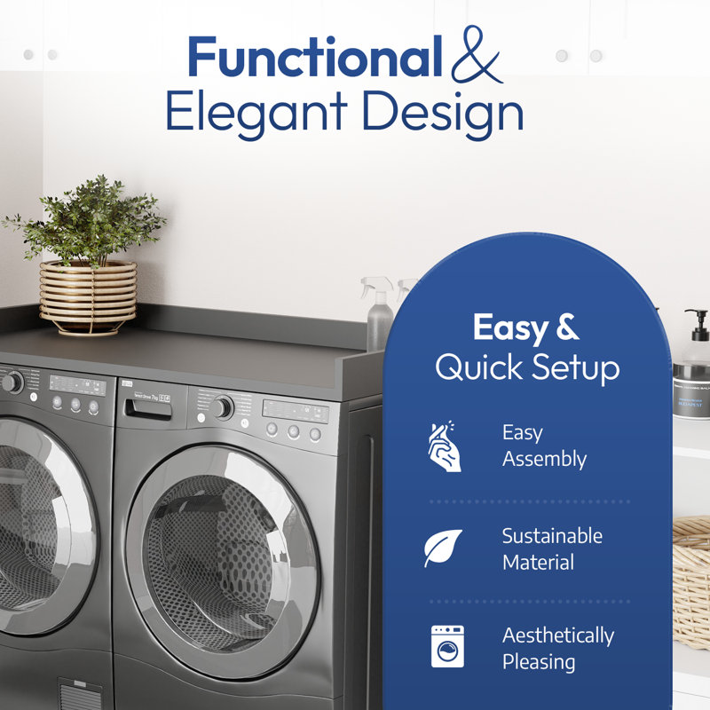 OfficeSimpli Large Washer Dryer Countertop 30 x 58 Heavy-Duty Laundry Countertop Over Washer and Dryer, Laundry Room Countertop Organization Solution with Non-Slip Pads, Slate Grey