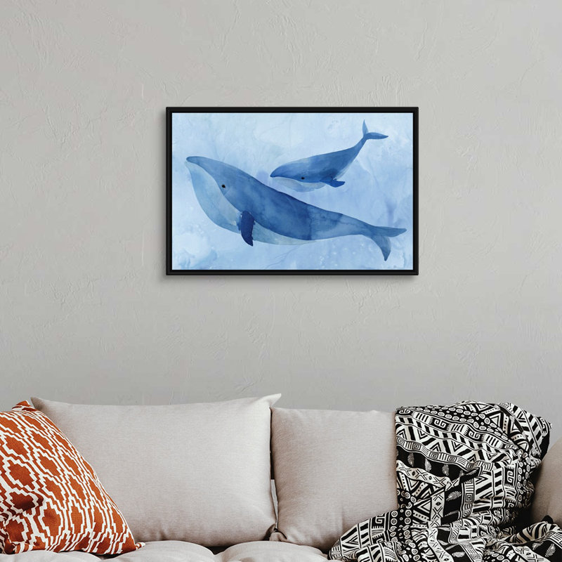 «Blue Spirits II» par Isabelle Z - reproduction d'art, H 22 po x l 32 po x P 1,75po, Toile avec cadre noir