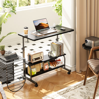 Susse 31"Bedside Computer Table with Power Outlet and Adjustable Height