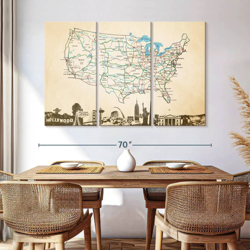 Carte des États-Unis Aliaz Classic, H 42 po x l 65 po
