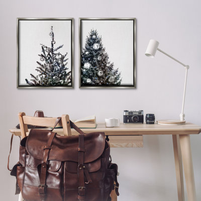 Ensemble de 2 toiles flottantes avec arbre disco, arbre de Noël encadré par Victoria Barnes