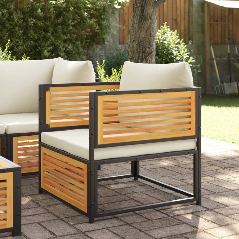 Garden Chair Cream white, Natural wood Solid acacia wood Standard, Cream white