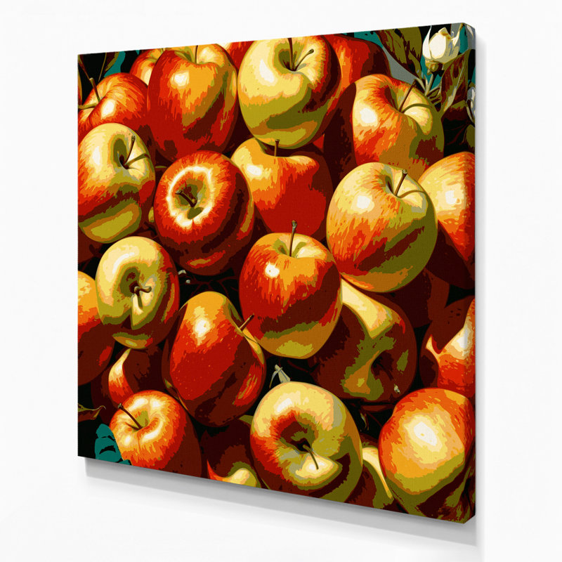 Art mural sur toile rouge Fruit Apple Honeycrisp, H 32 po x l 32 po